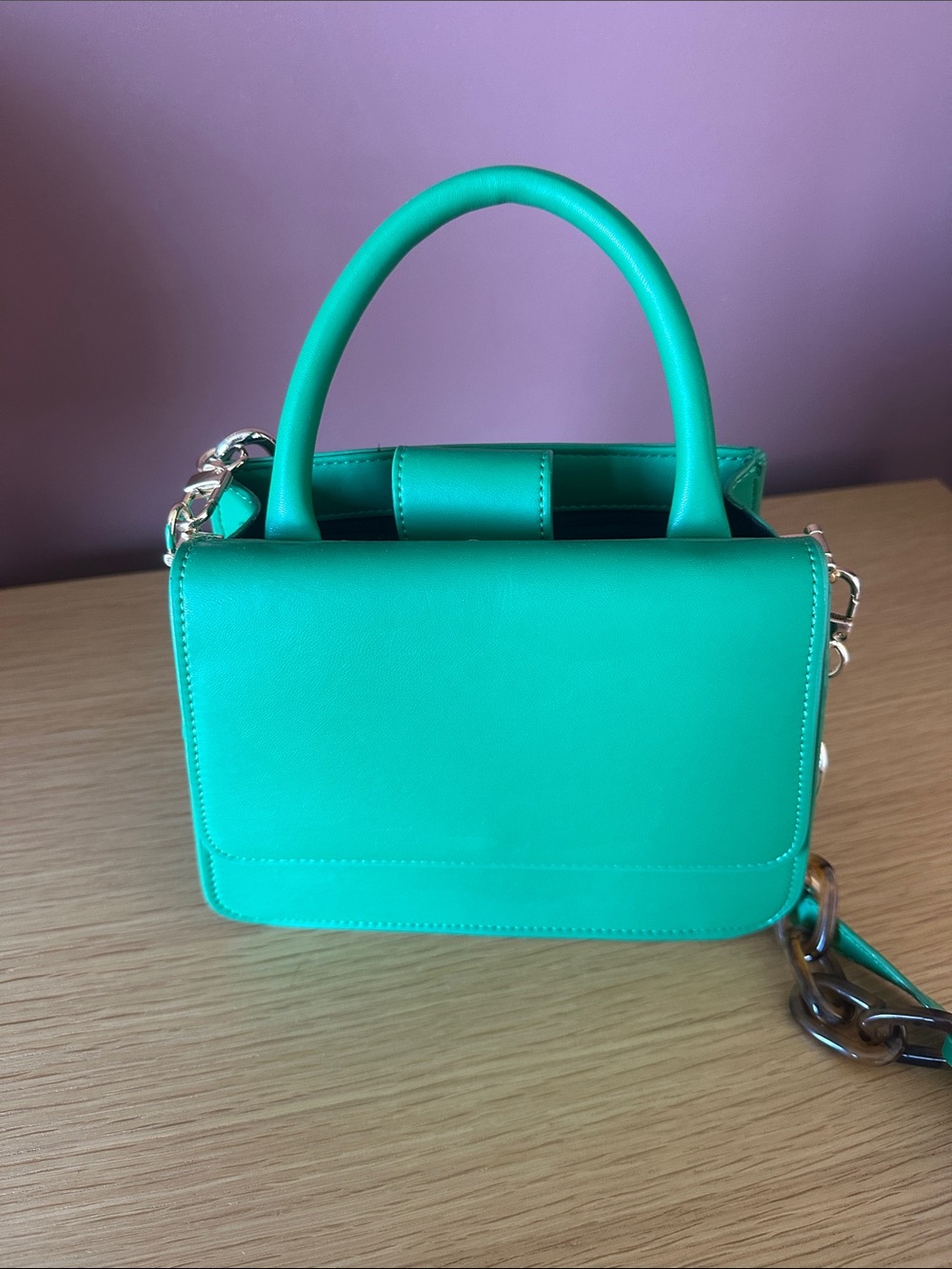 Turquoise Structured Top-Handle Mini Bag - Picture 3 of 5